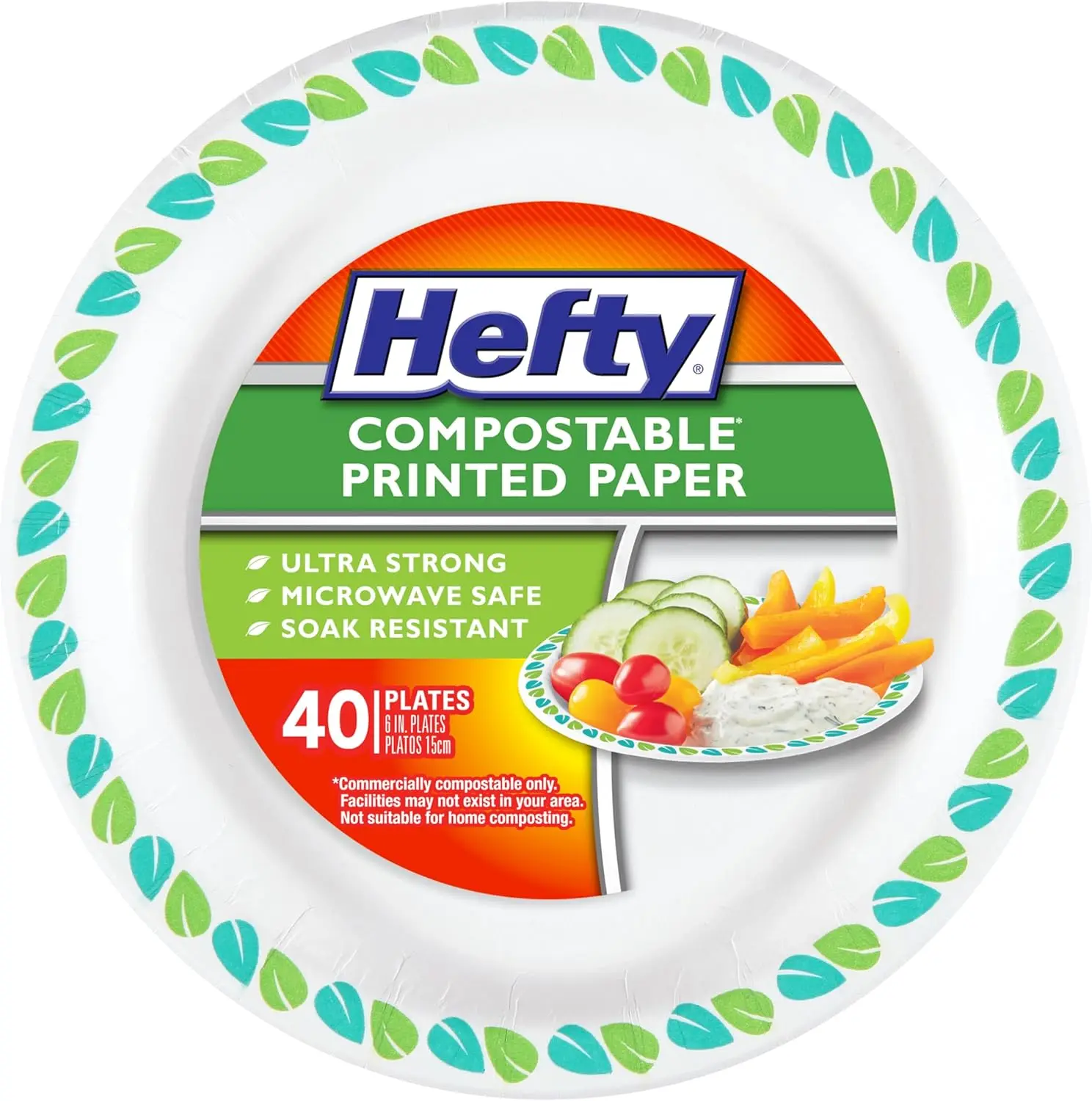 

Compostable Printed Small Paper Plates for Desserts and Appetizers, Soak Resistant and Microwave Safe Compostable