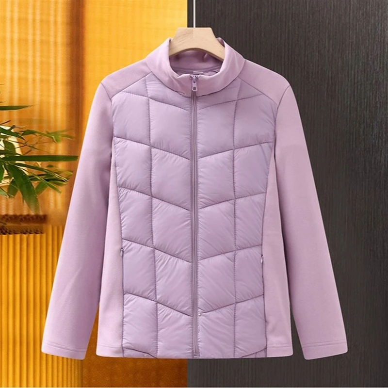 

Women's Coats Cotton-Padded Quilted Patchwork Fleece Lightweight Zip-up Sweatshirt Pockets Sports Autumn Winter Jacket