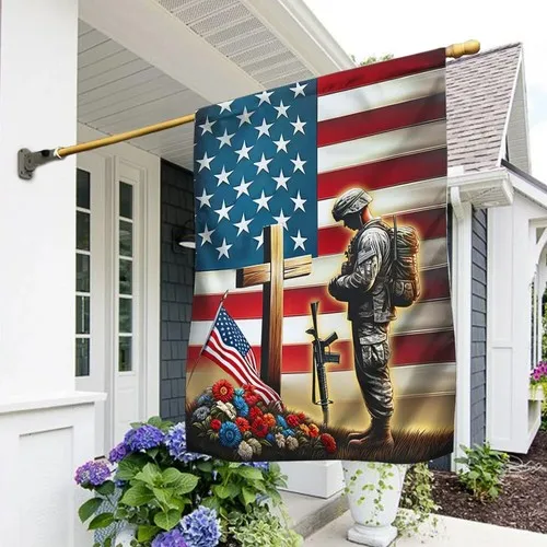 Memorial Day Veteran Flag Remembrance Veteran Cross Patriotic Flag Graden Flag ZZO EEZ