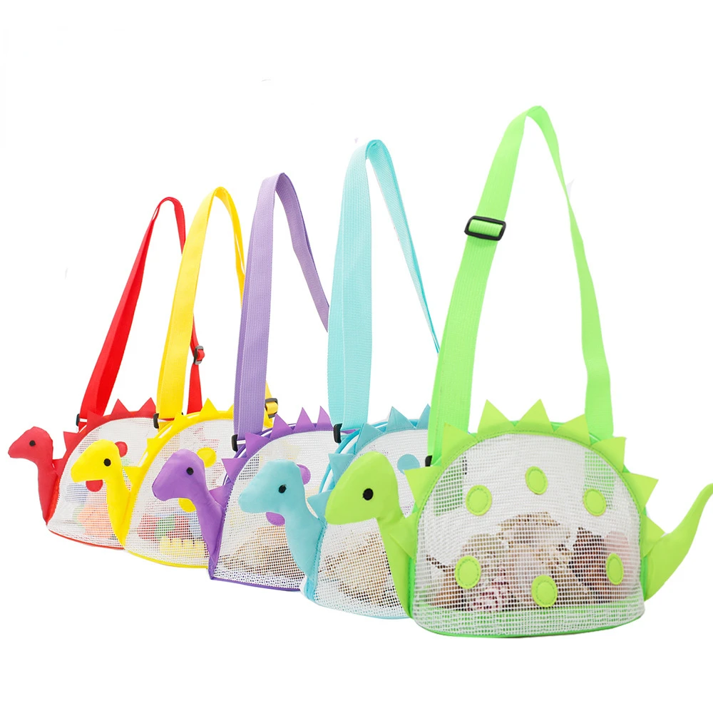 Children Beach Bag Cute Dinosaur Protable Travel Shoulder Bags Mesh Kids Toys Storage Bag Outdoors Beach Boy Girl Crossbody Bag