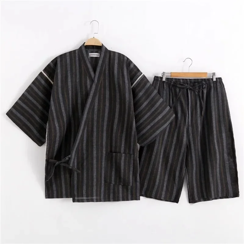 Conjunto de pijama kimono de algodón de gran tamaño Jinbei Yukata japonés para hombres y mujeres, ropa de sauna y salón en casa