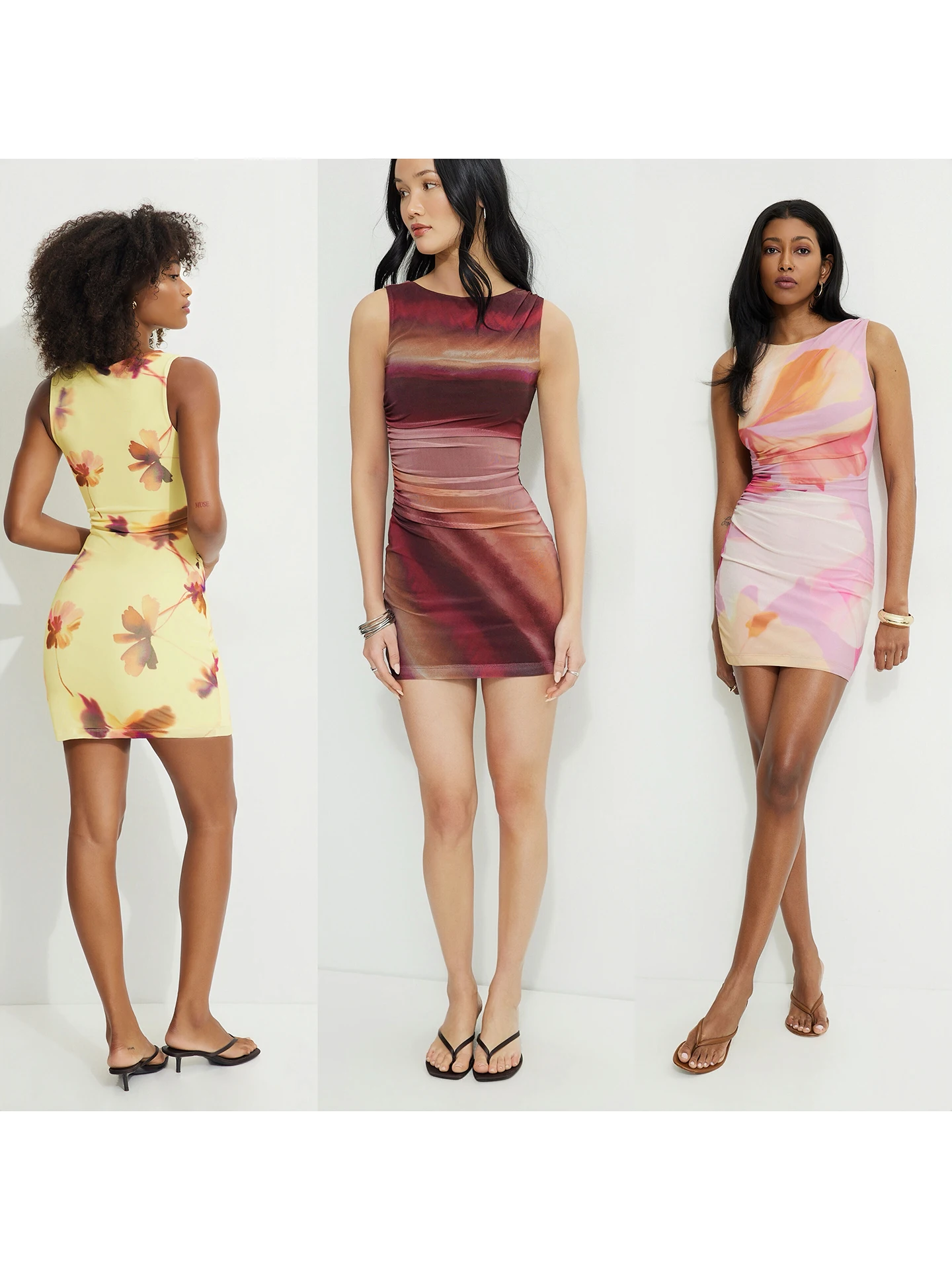 Vestido Sexy Dynte Katia con Encaje Calado, Ajustado, Acolchado, de Cintura Alta, Transpirable, Estampado, Cruzado, Bodycon, con Cuello en U y Sin Mangas para Verano