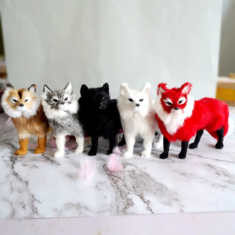 White Black Purple Yellow Fox Simulation Fox Model Plastic&furs Fox Craft Home Desk Decoration Ornaments Toy Gift d4114