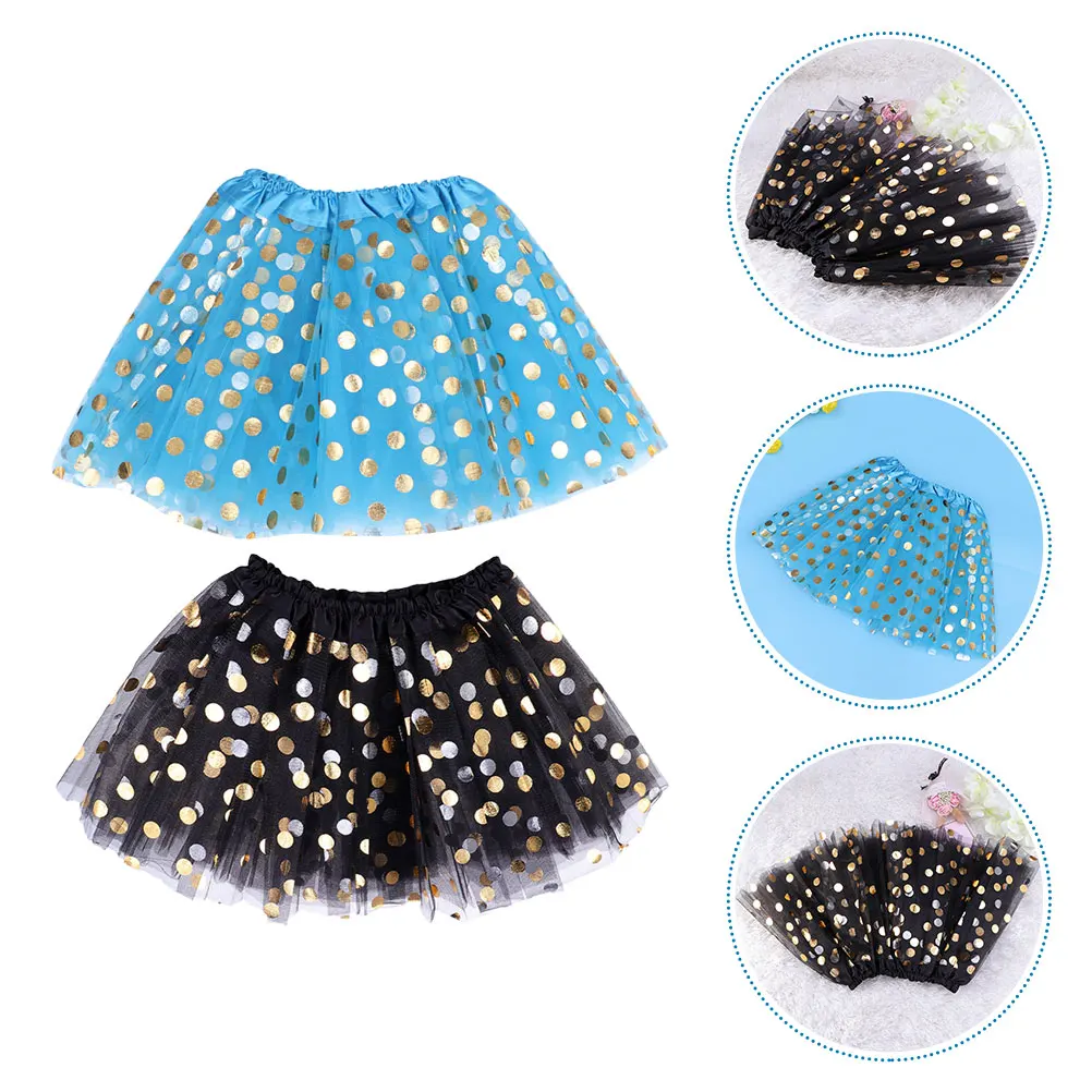 

2 Pcs Bronzed Sequin Skirt Toddler Tutu Dancing Tulle Little Girls European and American