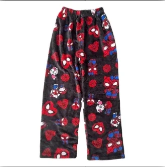 Bandai Anime Sanrio Y2k Herbst und Winter Hallo Kitty Batman Pyjama Hosen Cartoon Hip Hop Damen Warme Casual Flanell Hosen Frauen Geschenke 8