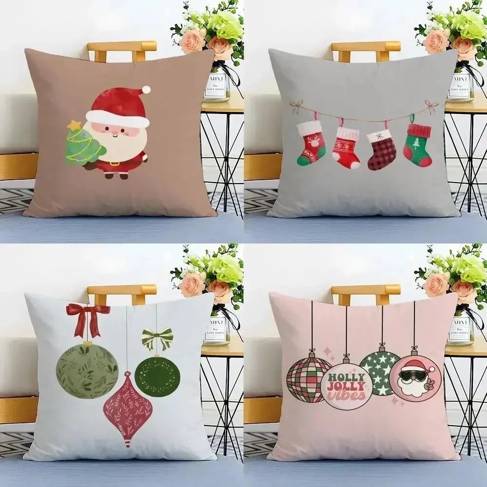 1Pc Personalized Chrismas Theme Throw Pillow, Double-Sided Printing Design, Soft Plush Cushion with Insert, Perfect Gift