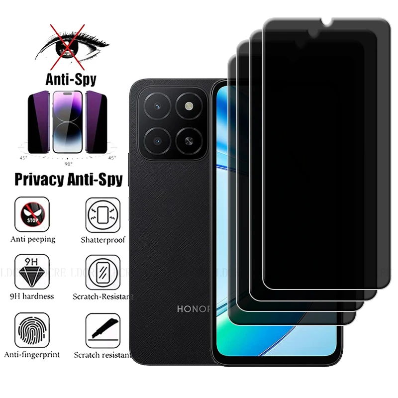 

4Pcs For Honor X5B Glass For Huawei Honor X5B Screen Protector Protective 9H HD Cover Anti-Spy Privacy Tempered Glass Honor X5B