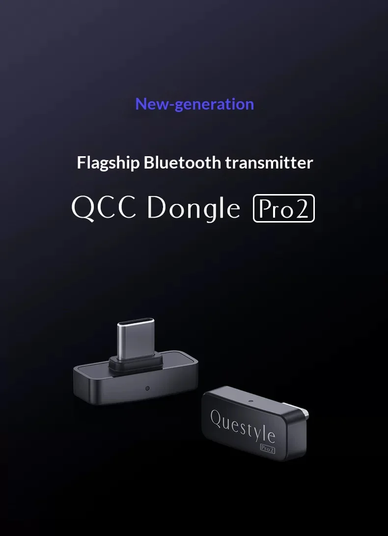 Questyle QCC Dongle Pro2 Bluetooth Audio Transmitter USB-C Bluetooth 6.1 LDAC LHDC LE Audio Auracast Wireless Adapter