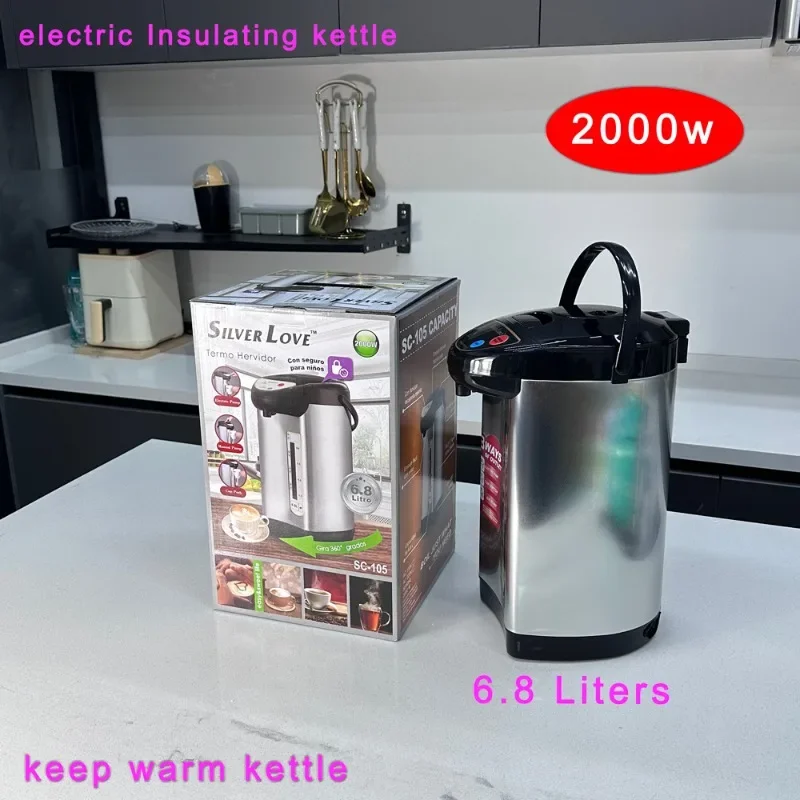 

6.8-liter Stainless Steel Electric Kettle Insulated Kettle Fast Heating Large Capacity Space Saving Business Travel