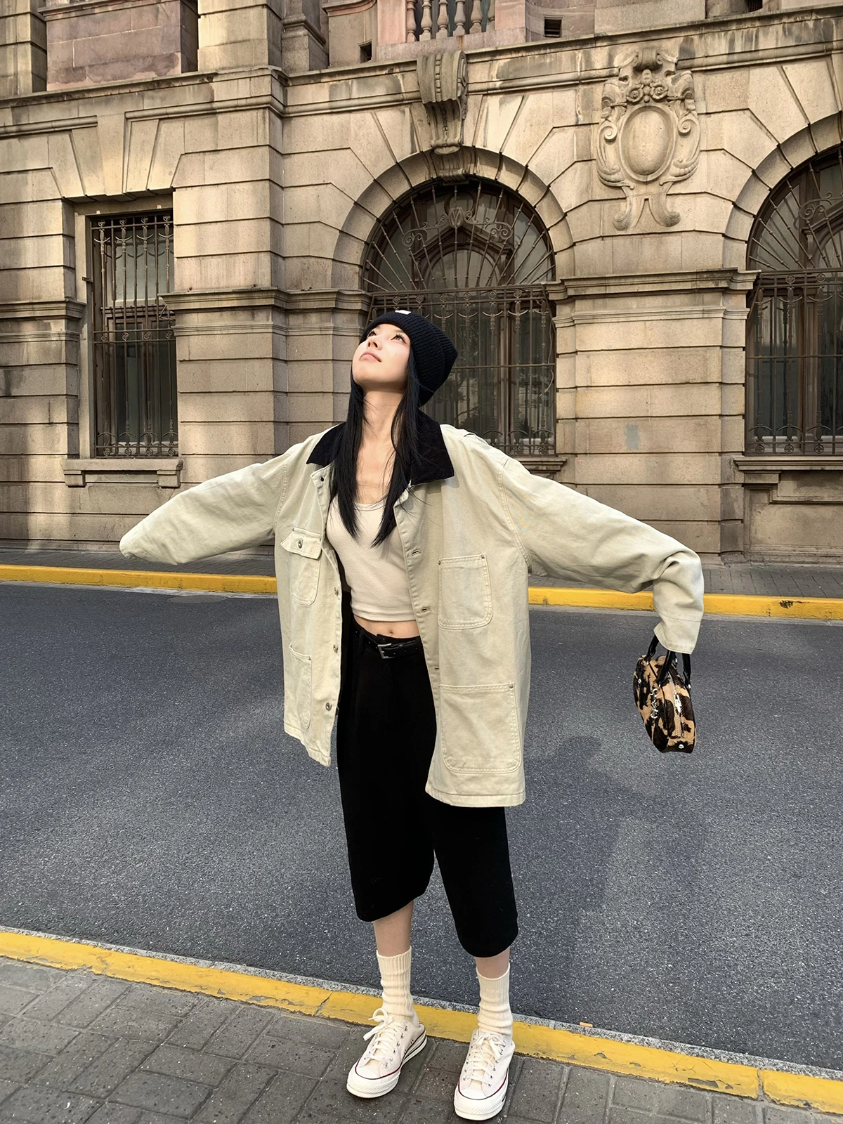 

NICEJJ 2024 Осенне-зимние новые модные шерстяные брюки с широкими штанинами, базовые однотонные универсальные повседневные брюки-палаццо