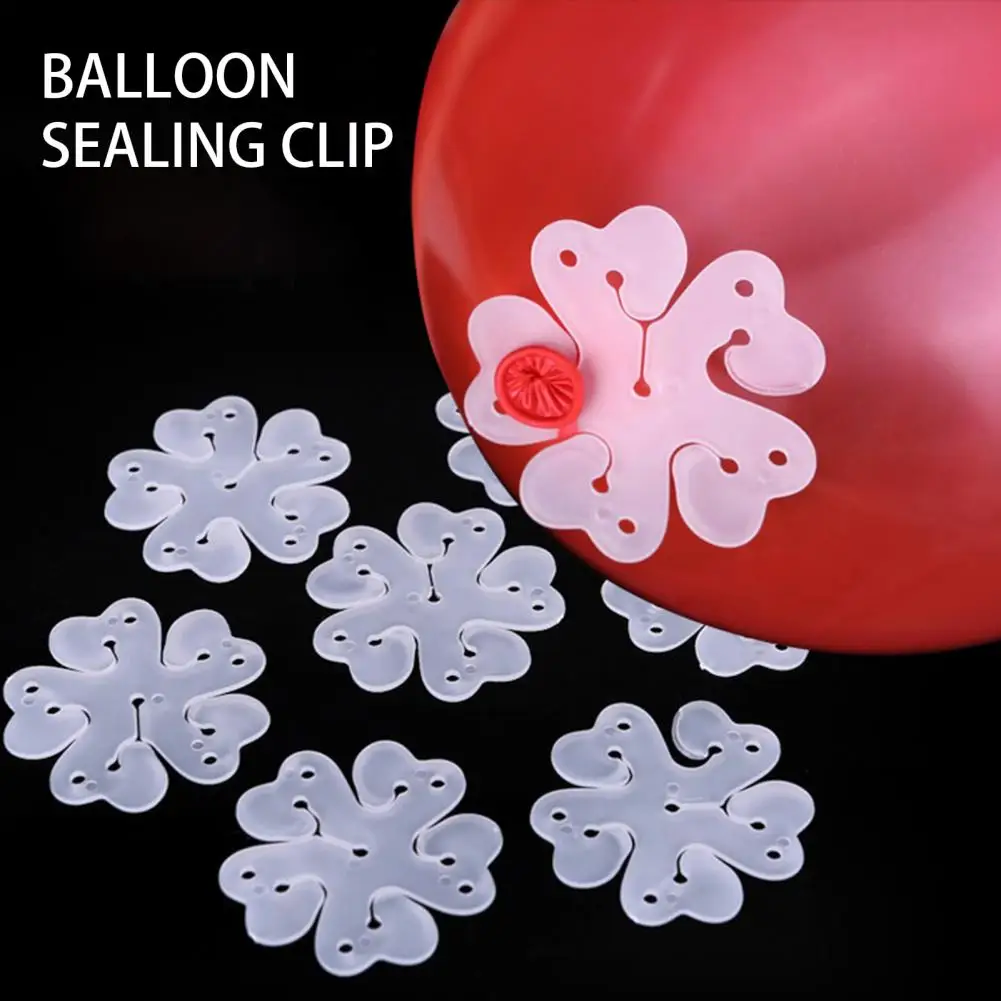 20Pcs Balloons Clips 5-in-1 Flower Shape Balloon Seal Clip Air Leak-proof Fixed Plastic Plum Flower Shaped Balloon Clips