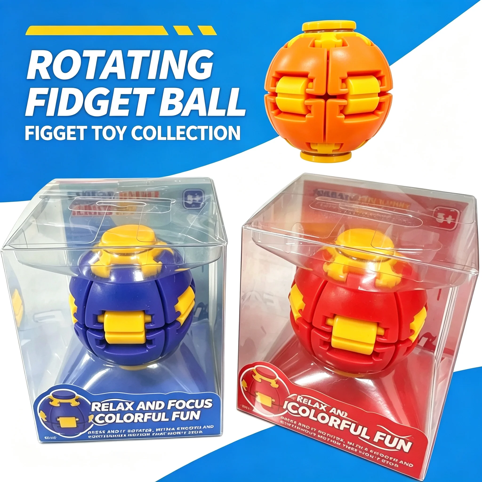 Balle Fidget Spinner Transformable à Pression pour la Rotation, Jouets Anti-Stress Imprimés en 3D, Jouets de Décompression Portables et Déformables, Cadeau de Fête