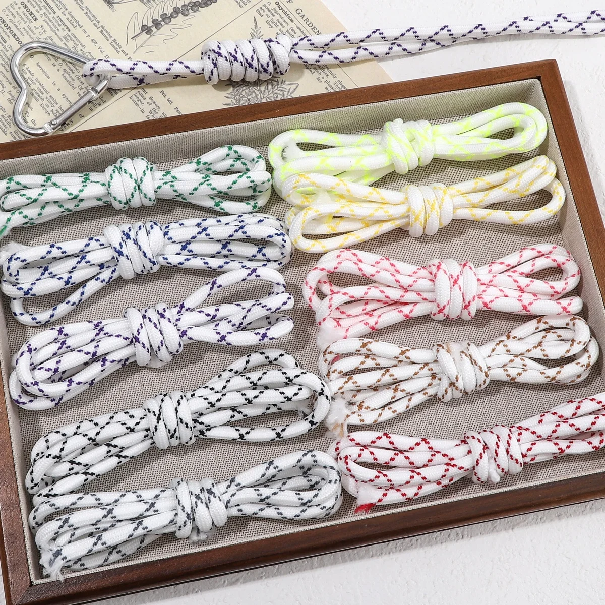 1M/5M 5mm Polyester Round Cord White Base Colorful Dots Rope For DIY Macrame Home Decor Garment Drawstring Sewing Braided String
