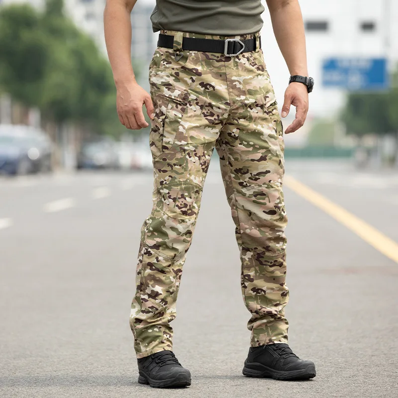 Herren Rip-Stop Taktische Cargohose mit mehreren Reißverschlusstaschen, verschleißfeste gerade Arbeitshose, Outdoor-Wanderhose, Taktikhose – Detail 25
