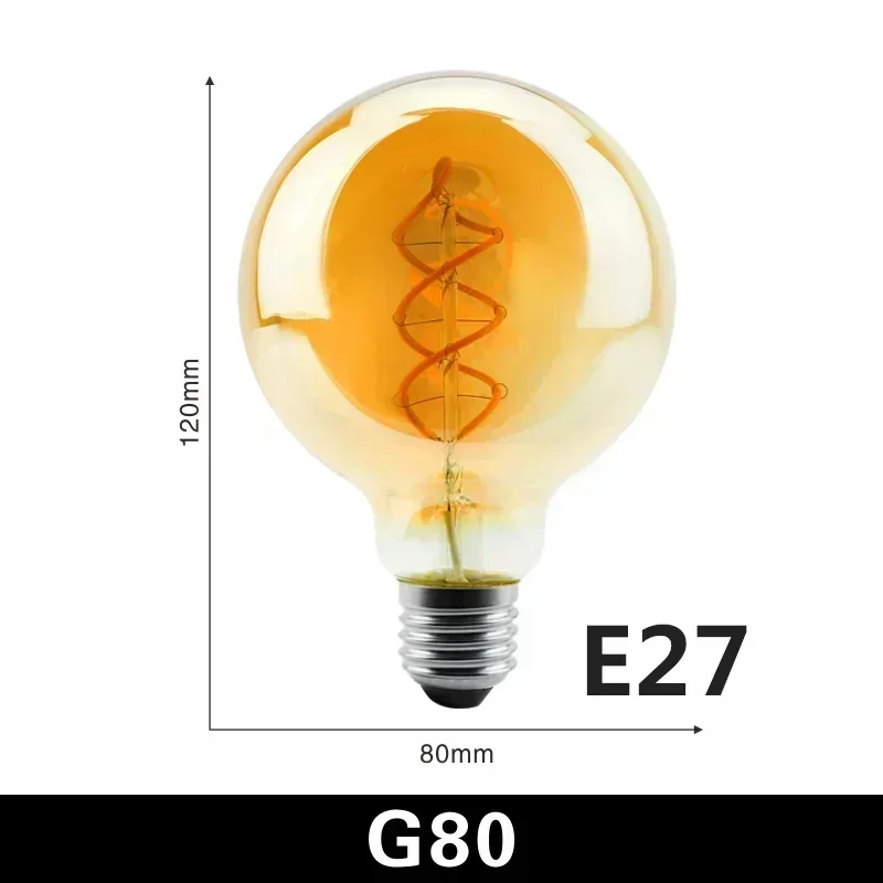 sagra 1-10 Stück E27 E14 LED-Birne AC 220 V Vintage Spirale LED-Glühlampe C35 A60 T45 ST64 T185 T225 G45 G80 G95 4 W Edison-Lampe 8