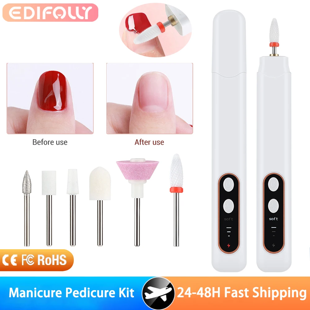 Professional ทําเล็บมือเล็บเท้าชุดตะไบเล็บไฟฟ้าไร้สายชุดเครื่องเจาะเล็บมือเท้าเครื่องมือดูแลสําหรับบด Trim ภาษาโปลิชคํา