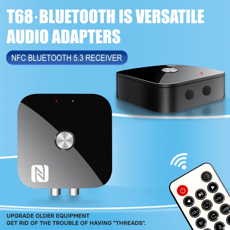 VAORLO Odbiornik audio NFC Bluetooth 5.3 z mikrofonem 3,5 mm AUX RCA Stereo Lossless HIFI Muzyka Samochodowa Bezprzewodowy Adapter USB U-Disk