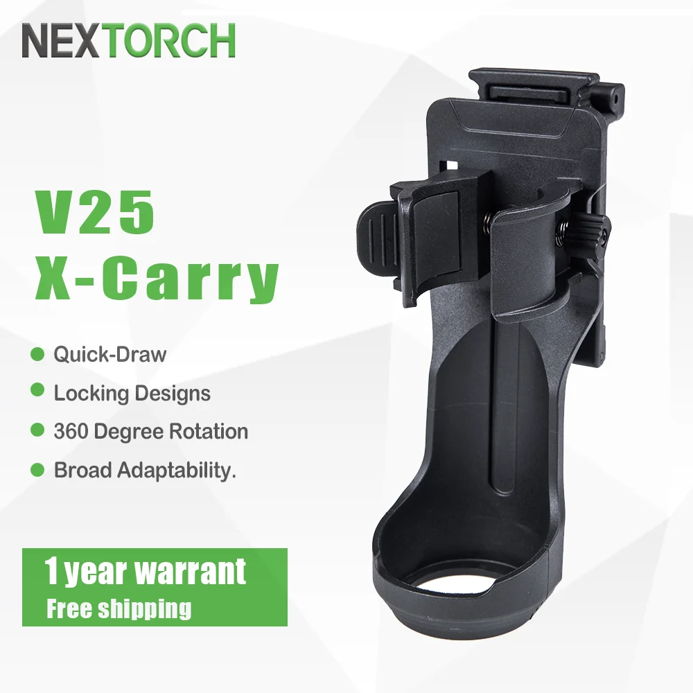 NEXTORCH V25 X-Carry Manicotto Quick-Draw, manicotto per flacone spray per gas a strappo da 31-38 mm per cinghie larghe 38-50 mm e sistema MOLLE
