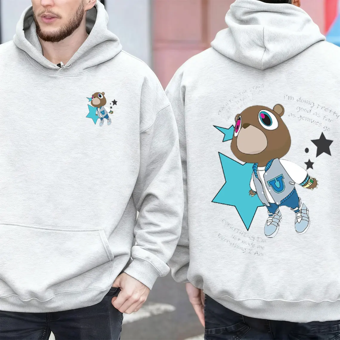 Kanyee Bear قميص التخرج التسرب الرسم الشارع الشهير الراب الهيب هوب هودي عادية طاقم الرقبة عادية موضة لينة مريحة القمم #5