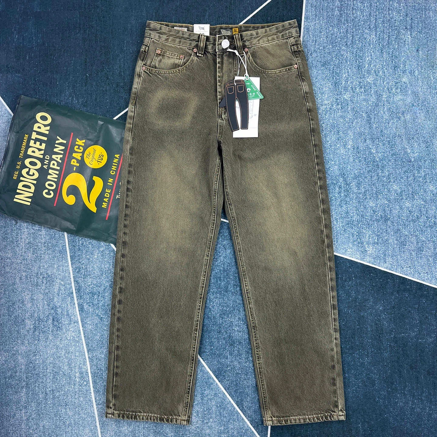 

High-end American retro washed jeans men's loose straight trousers Japanese style Ami khaki spring casual pants