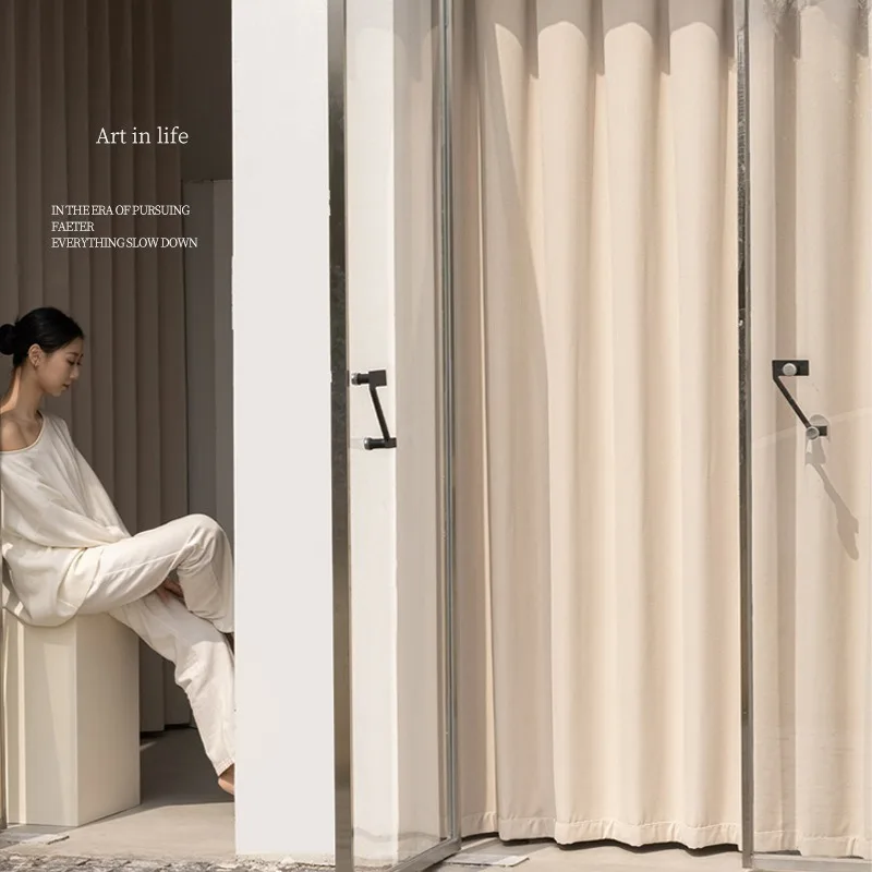 

Custom Size Luxury Double Sided Blackout Curtains for Living Room Bedroom Dining Chenille Cream Simple Modern White Tulle Decor