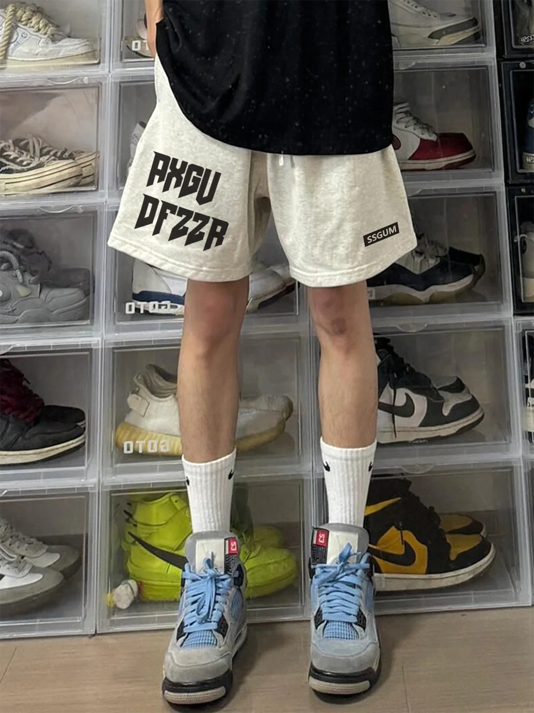 Breathable Straight Leg Men's Sport orts Fitn Baskeall Five-Quarter Casual Pants American Trend Summer Versatile orts