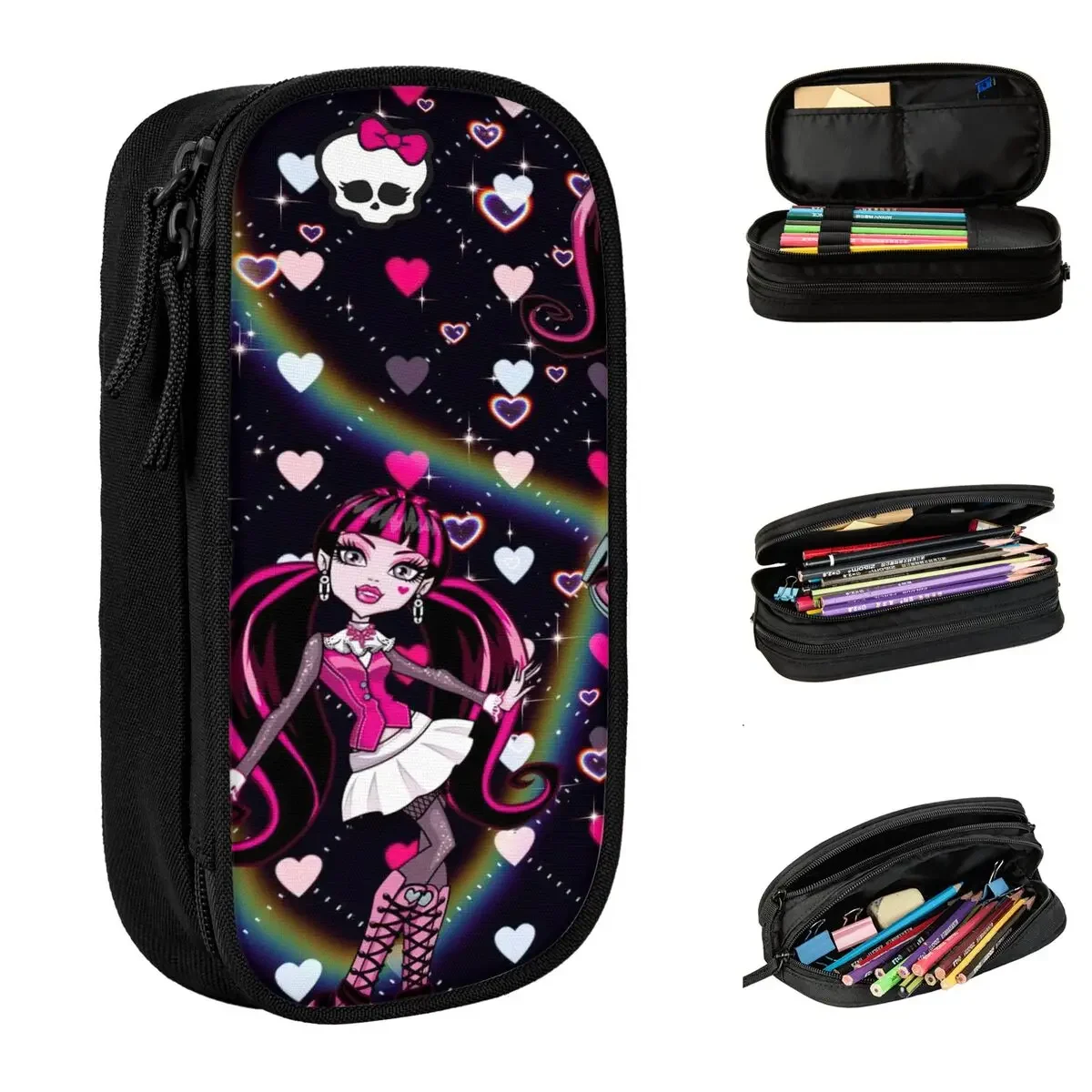 

Draculaura High Anime Pencil Case Lovely Pen Holder Bags Girls Boys Large Storage School Supplies Gift Pencilcases