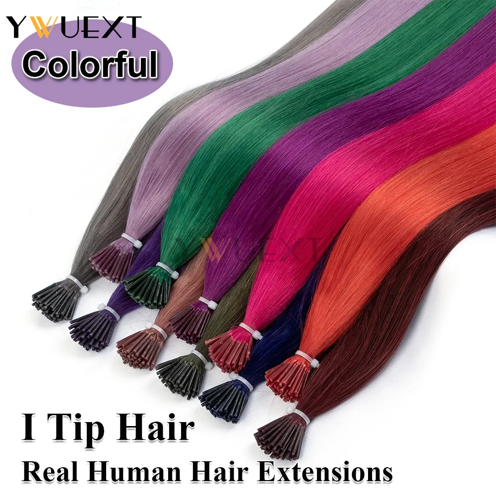 

I Tip Human Hair Extensions 50 Strands 12inch/16inch/20inch Lightweight Keratin Colorful I Tip Hair Extensions 30g/pack
