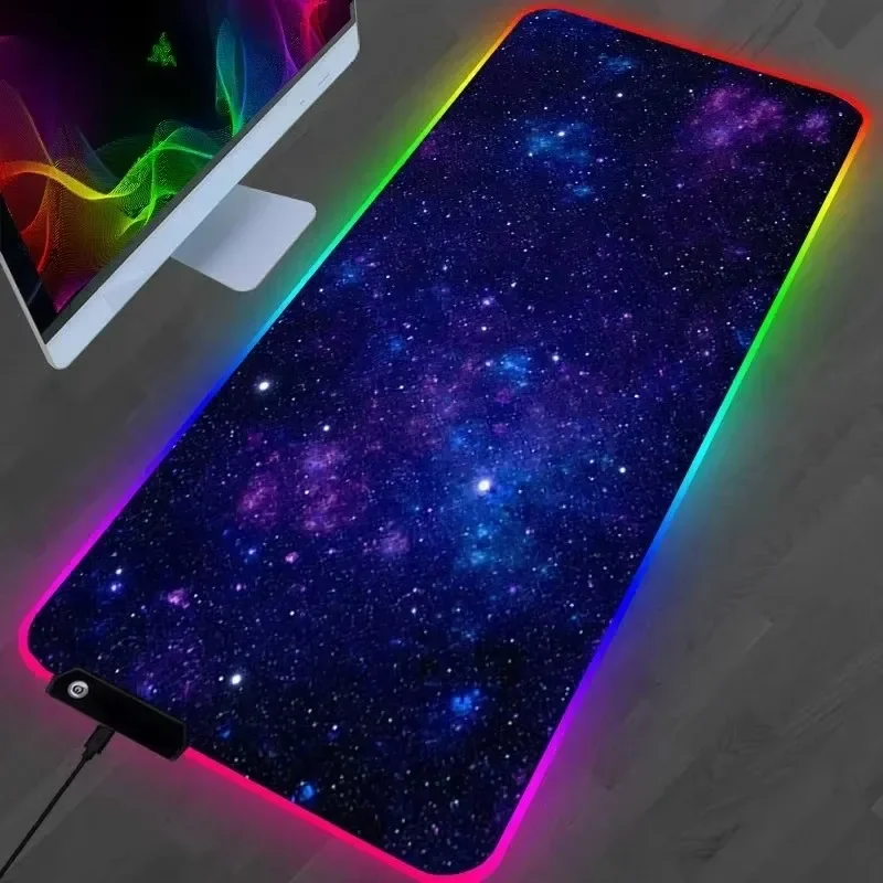 

Коврик для мыши RGB Galaxy Milky Way, коврик для клавиатуры ПК, коврик для компьютера, противоскользящий коврик для мыши, игровые аксессуары