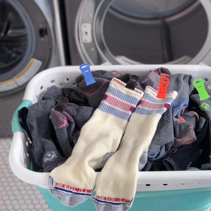 

AA58 60 Sock Clips for Washing Machine and Dryer, Sock Clips with Hooks,Sock Holder Washing Machine, Directly Into the Drawer