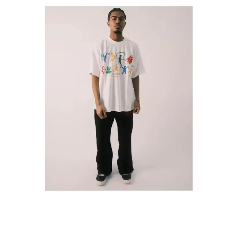 

Large Size Printed T-irt Casual High Quali Cotton Top Breathable ort Sve round Ne Youthful Sle for Daily Wear