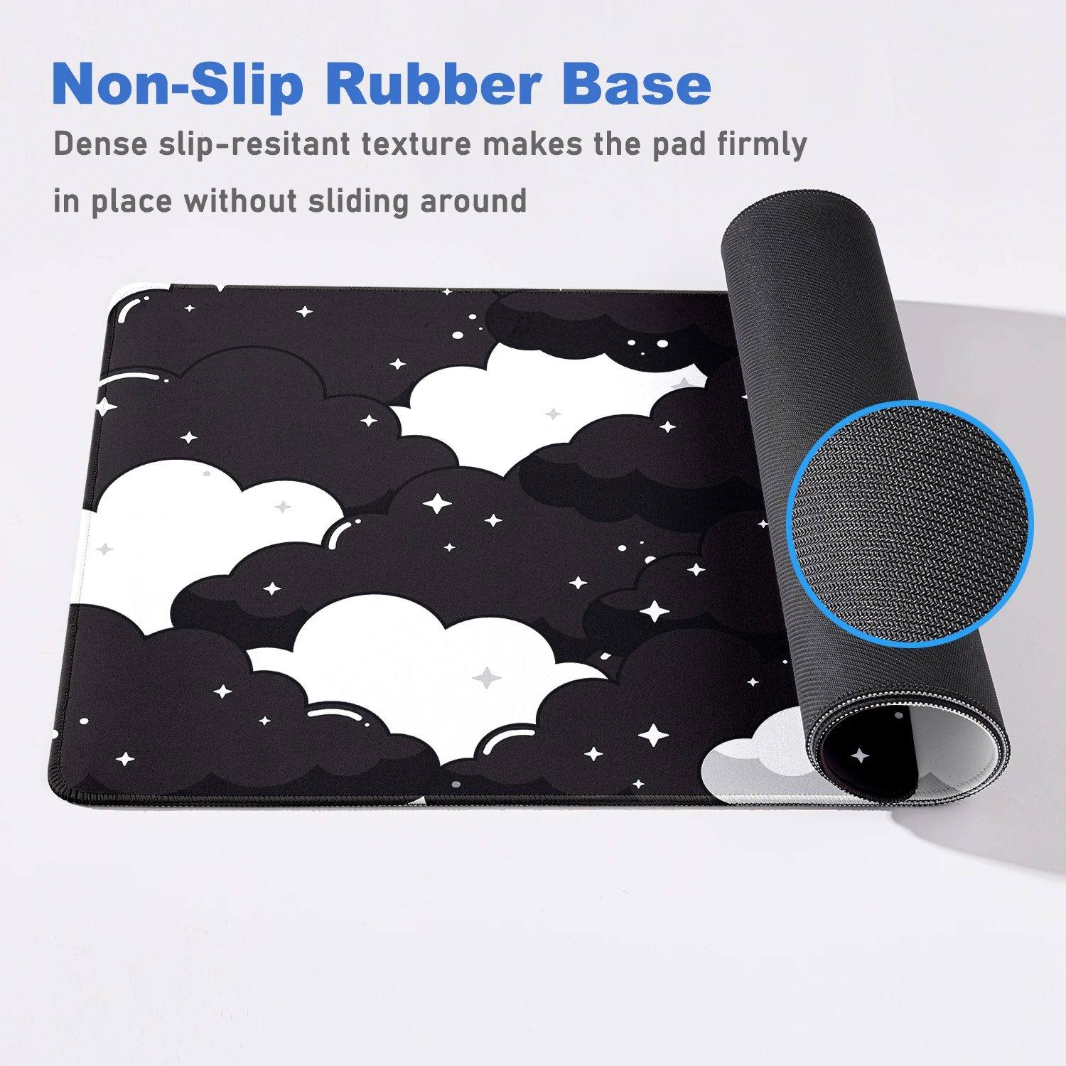 Light Blue Pink Clouds Desk Mat Kawaii Purple Mouse Pad Cutes Rubber Pad Extended Pad Gaming Keyboard Mats Large XXL Girl Carpet