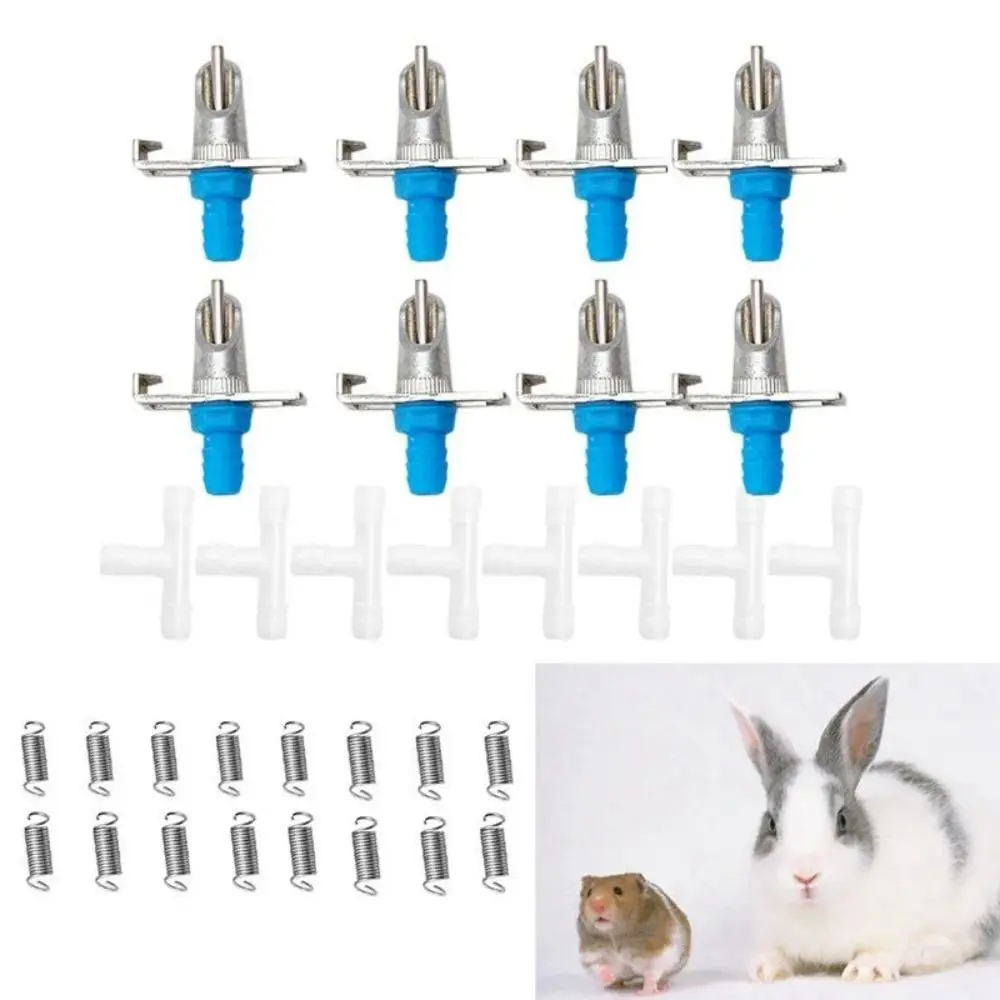 Metal&plastic Rabbit Water Drinker Nipple With Spring Double Hanging Type Water Feeder Automatic Rodents Waterer
