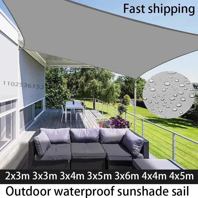 Outdoor Awnings Waterproof Sun Shade Sail Garden Canopi For Terrace Car Canvas Awning Rectangle Pool Sun-Shelter Sunshade Sail