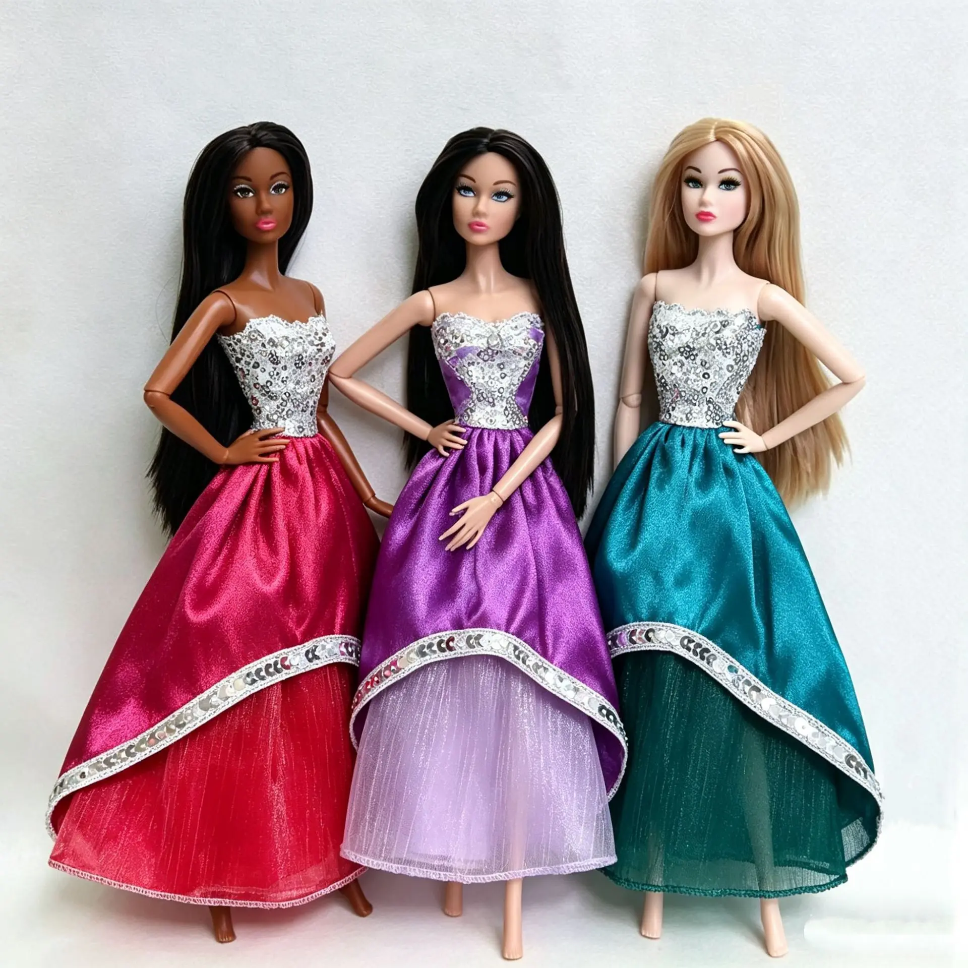 Luxury Exquisite Sequinned Bustier Satin Full-skirted Evening Gown For 1/6 FR Babi Xianxian Supermodel Doll Clothes Accessories