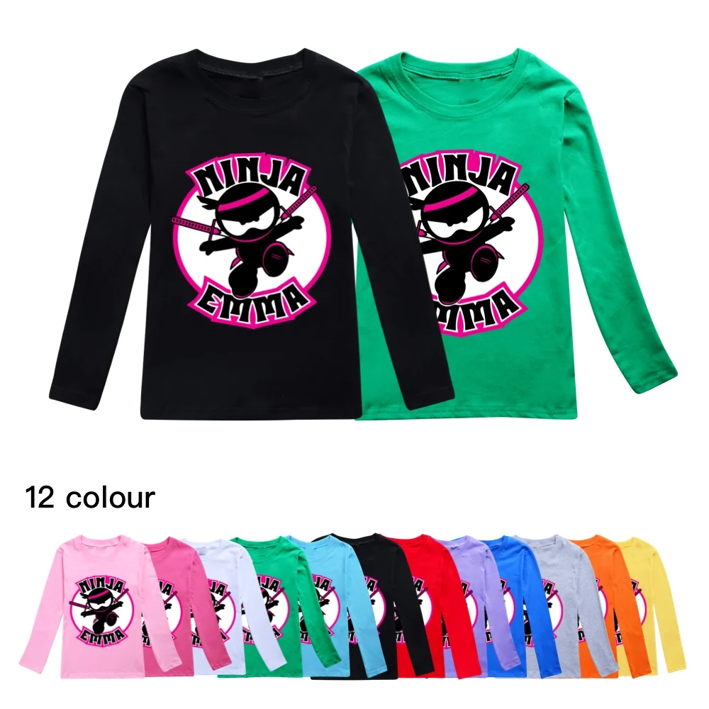 Ninja Kidz Cartoon Gaming Spring Long sleeve Tops Kids Casual Pullover Teen Girls Boys Sweatshirt Children Fashion T-shirt Cloth