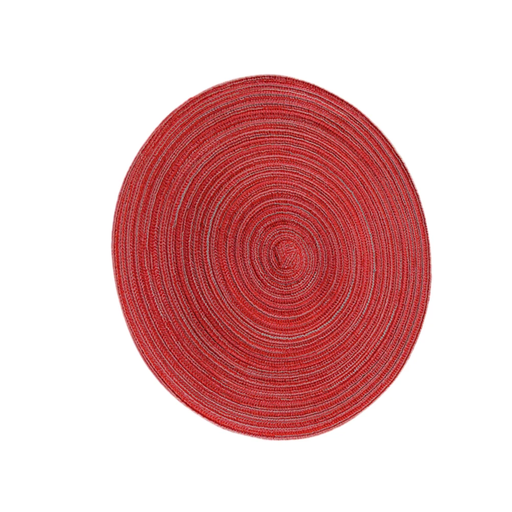 

Round Cotton Linen Woven Placemat Red Anti-Skid Heat Resistant Coaster Table Mat Perfect for Dining and Kitchen