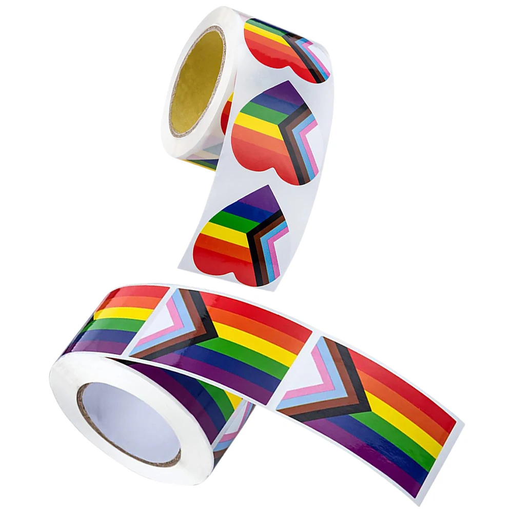 

2 Rolls 38mm Heart 50x30mm Square Rainbow Stickers Pride Month Gay Party Decorations Easy Apply Remove Water Resistant Lovely