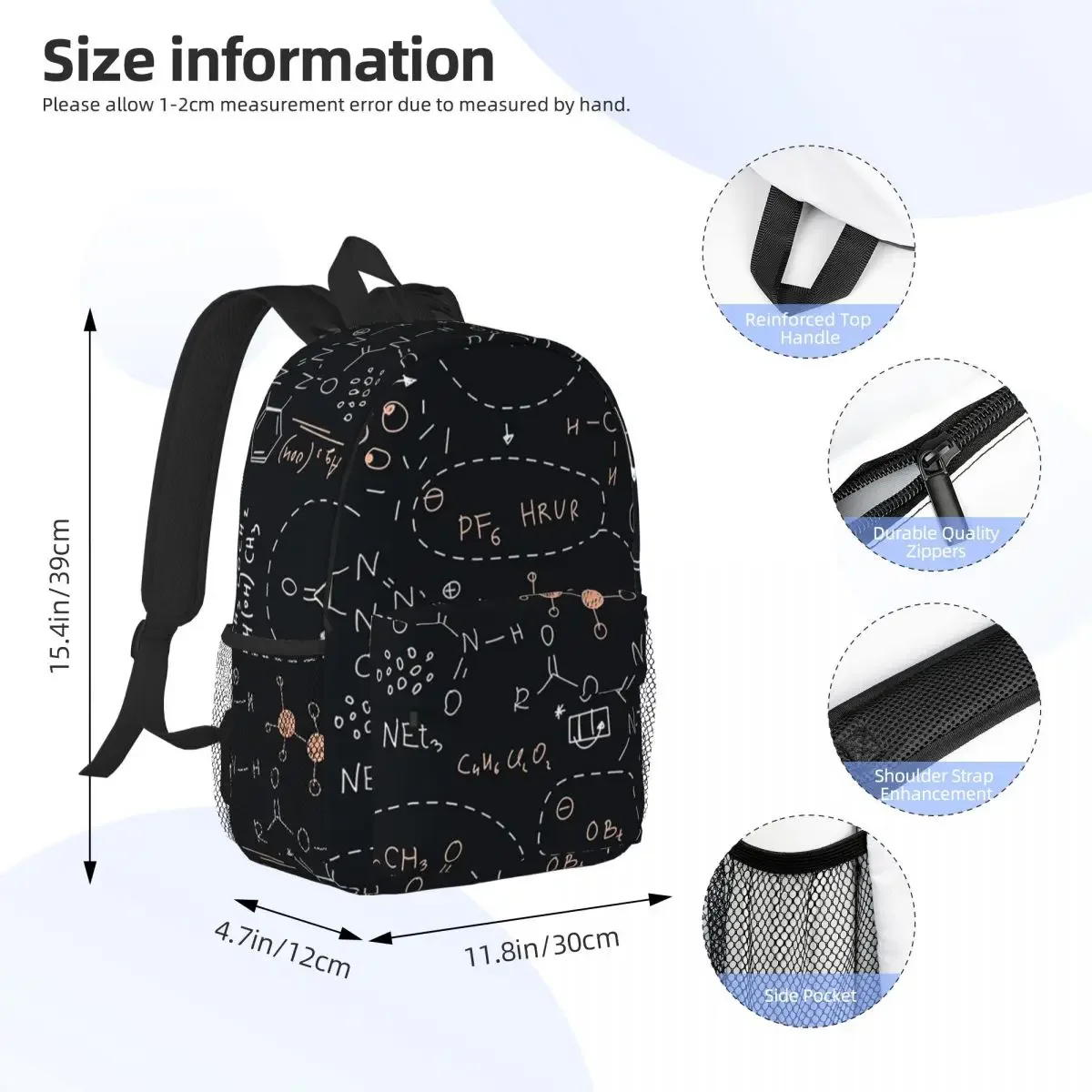 Amazing Chemistry Backpacks Boys Girls Bookbag Cartoon Students School Bags Laptop Rucksack Shoulder Bag Large Capacity