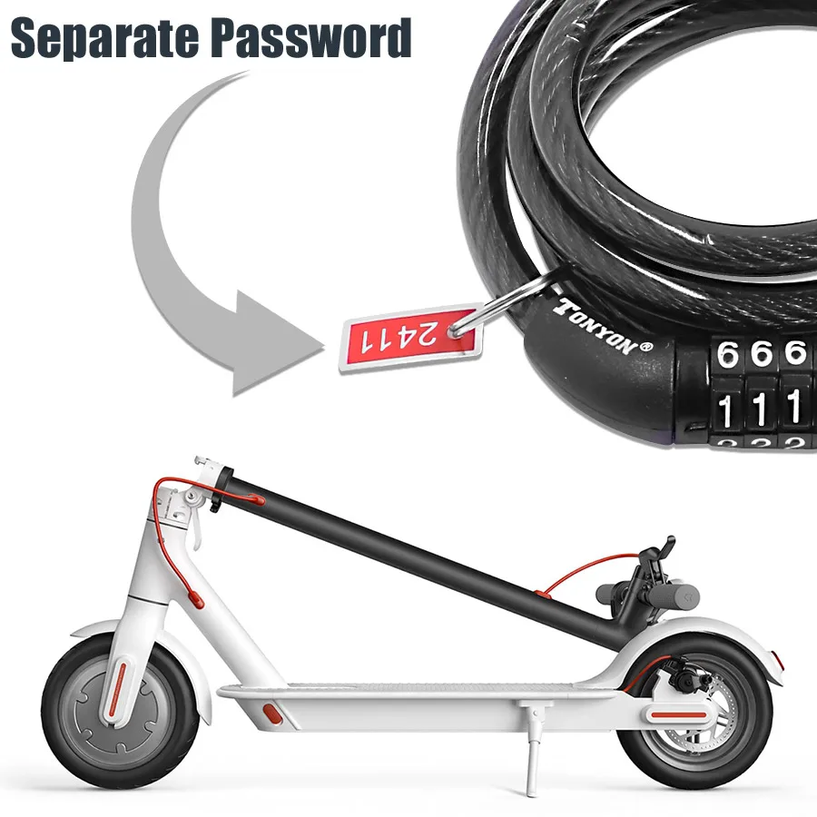 Electric Scooter Anti-theft Bike Lock for Ninebot ES1 ES2 ES3 ES4 Padlock Motorcycle 4 Password Chain Safety Combination Lock