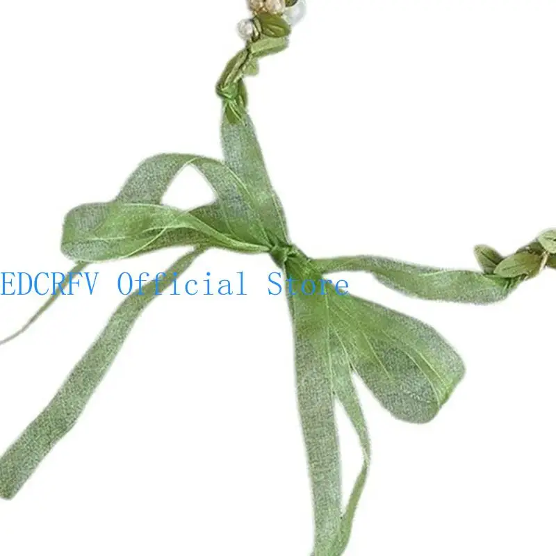 

652F Delicate Pearl/ Leaf Hair Hoop Flower Girl Spring Headband Wedding Parties Kids Pearl/Leaf Photography Headband