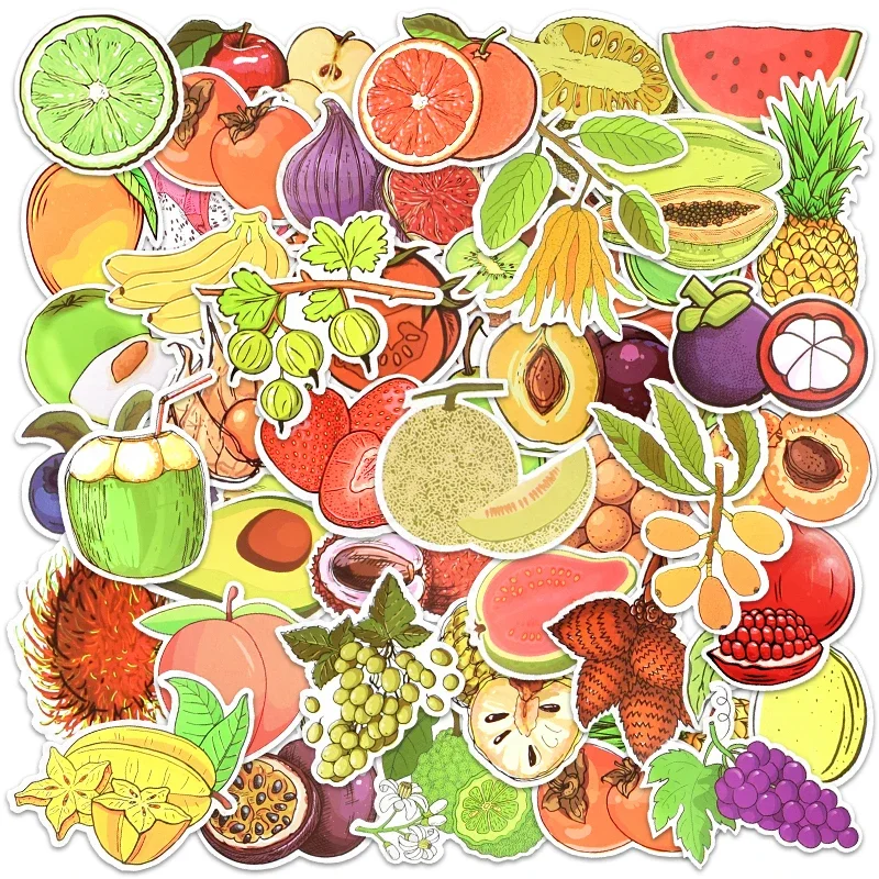 

Fruit Stickers 50Pcs Fruit Vegetable Waterpoor Vinyl Decals for Water Bottles Laptop Fridge Computer Phone Wall Decoration