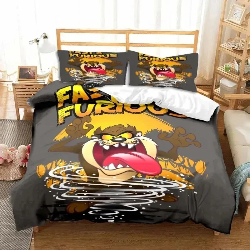 3D Print Cartoon T-Tasmanian Devil Bedding Set Boys Girls Twin Queen King Size Duvet Cover Pillowcase Bed boys Adult Bedroom