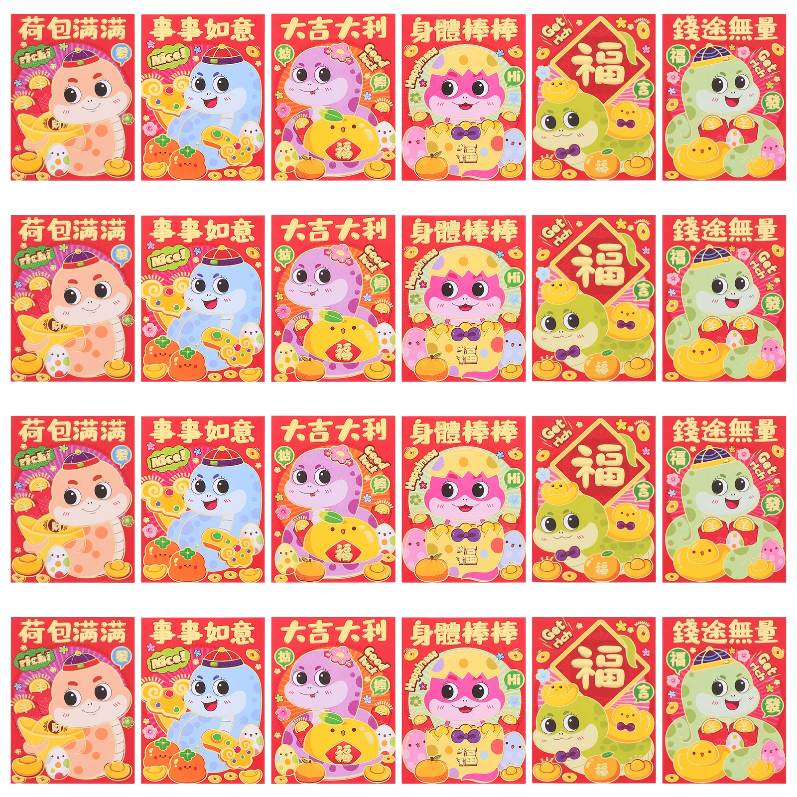 

36pcs Cartoon Red Envelopes Snake Year Lucky Money Envelopes Chinese New Year Celebration Paper Decorations Spring Festival