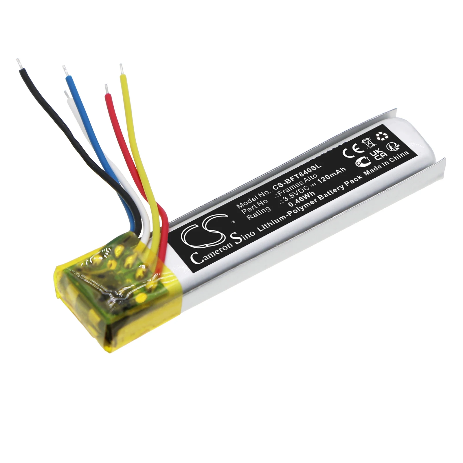 

ement Battery For Bose 840667-0100, Frames Alto, Frames Alto Audio Smart Sungla AHB420838HPST-01 120mAh / 0.46Wh Alarm System