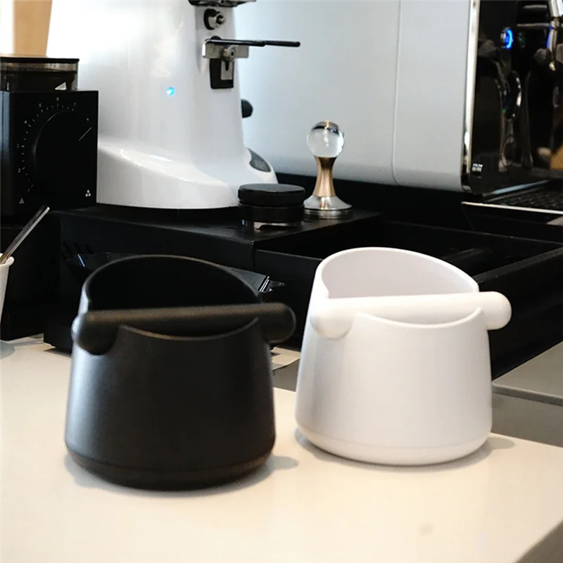 

A22F-Coffee Knock Box With Rubber Knock Bar Large Espresso Grounds Container Non-Slip Waste Coffee Grounds Dump Bin