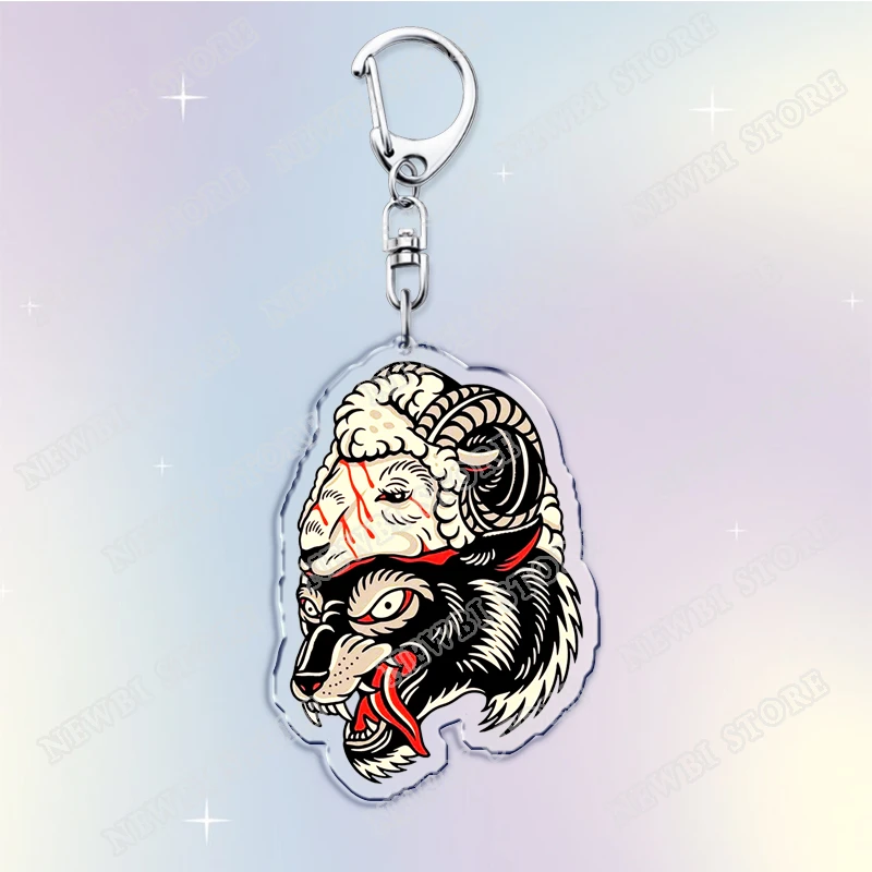 Black Traditional Tattoos Keychains for Women Accessories Bag Old School Rose Flower Skull Keyrings Jewelry Fans Friends Gifts