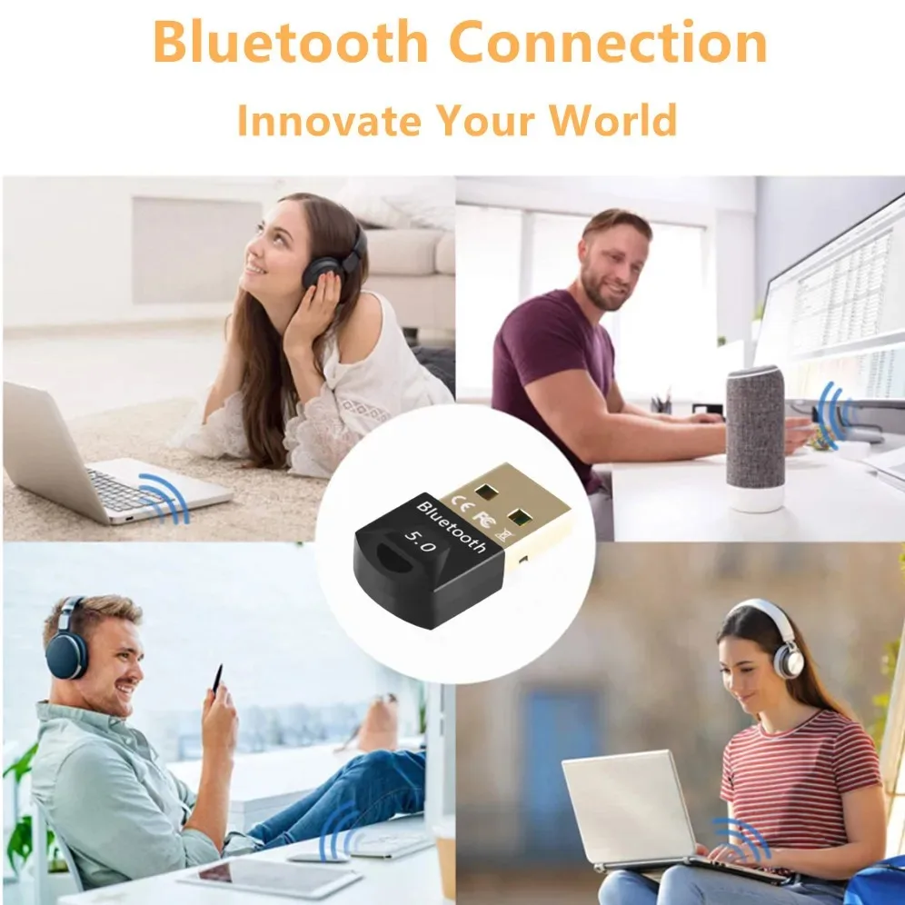 GRWIBEOU USB Bluetooth 5.0 Adapter USB Bluetooth Transmitter Receive Bluetooth Dongle Wireless USB Audio Adapter for PC Laptop