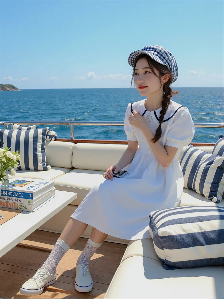 Robes d'été pour femmes, col Peter Pan, ample, plissée, plissée à la main, à volants, froncée, smockée, à plusieurs niveaux