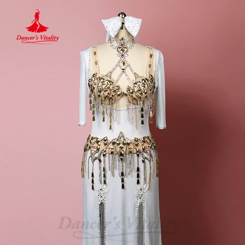 Belly Dance Performance Robe Customized High-end Luxury Rhinestone Tassel Set Adult Children Oriental Dance Competition Clothing